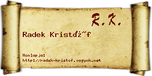 Radek Kristóf névjegykártya